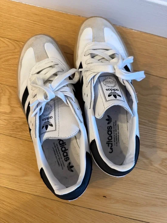 adidas Sambae White Low-Top Leather Sneaker - Picture 5 of 6